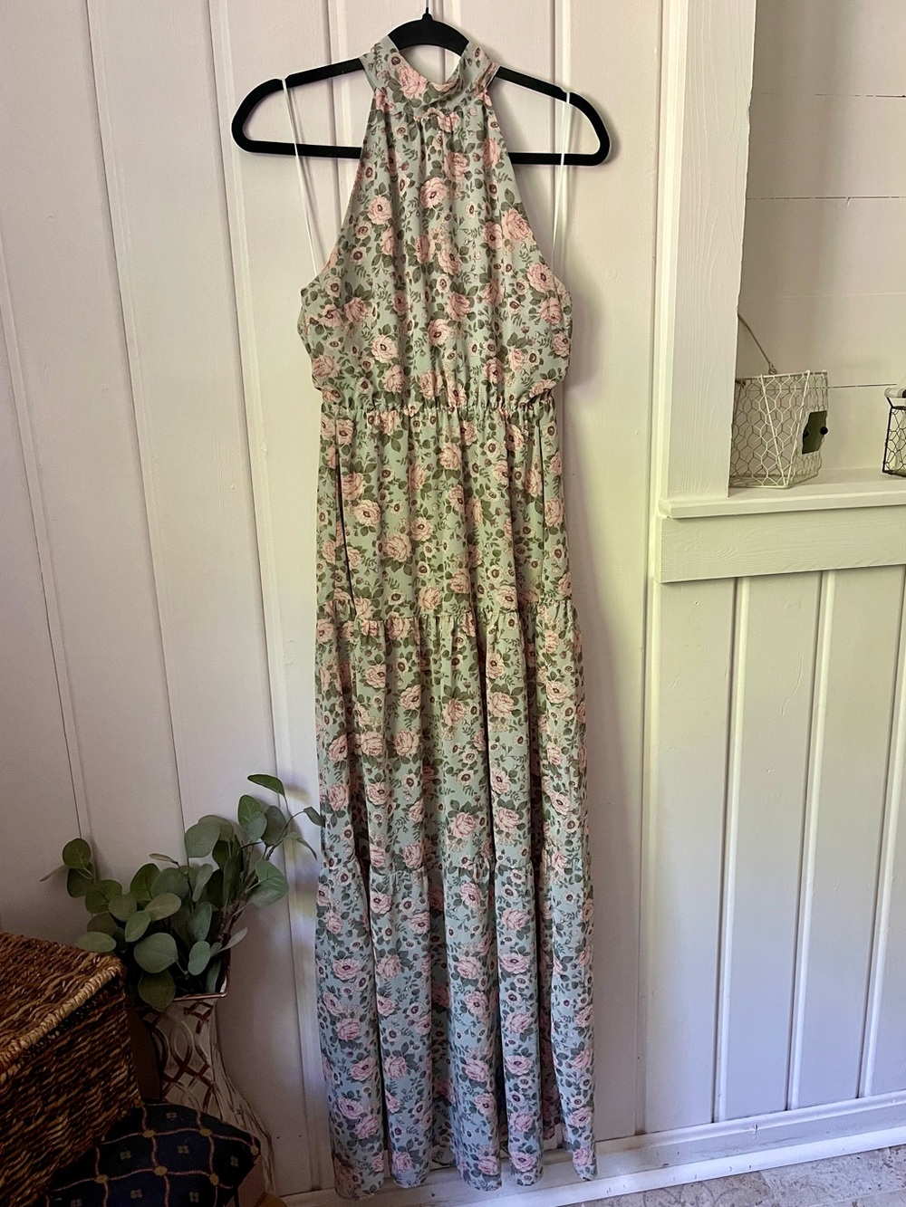 Lush sage pink floral maxi dress